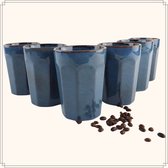 OTIX Koffiekopjes - zonder Oor - Cappuccino en Latte macchiato - Mokken - 6 Stuks - 400 ml - Koffietassen - Aardewerk - BLUETT
