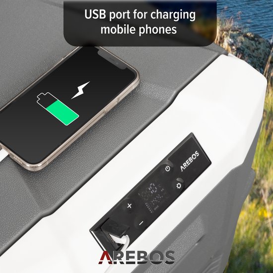 AREBOS Compressor Koelbox - Koelbox Elektrisch 12V 230 Volt - Koelbox Auto - 43L - Temperatuurregeling via APP of LCD-touchscreen van AREBOS — afbeelding 4