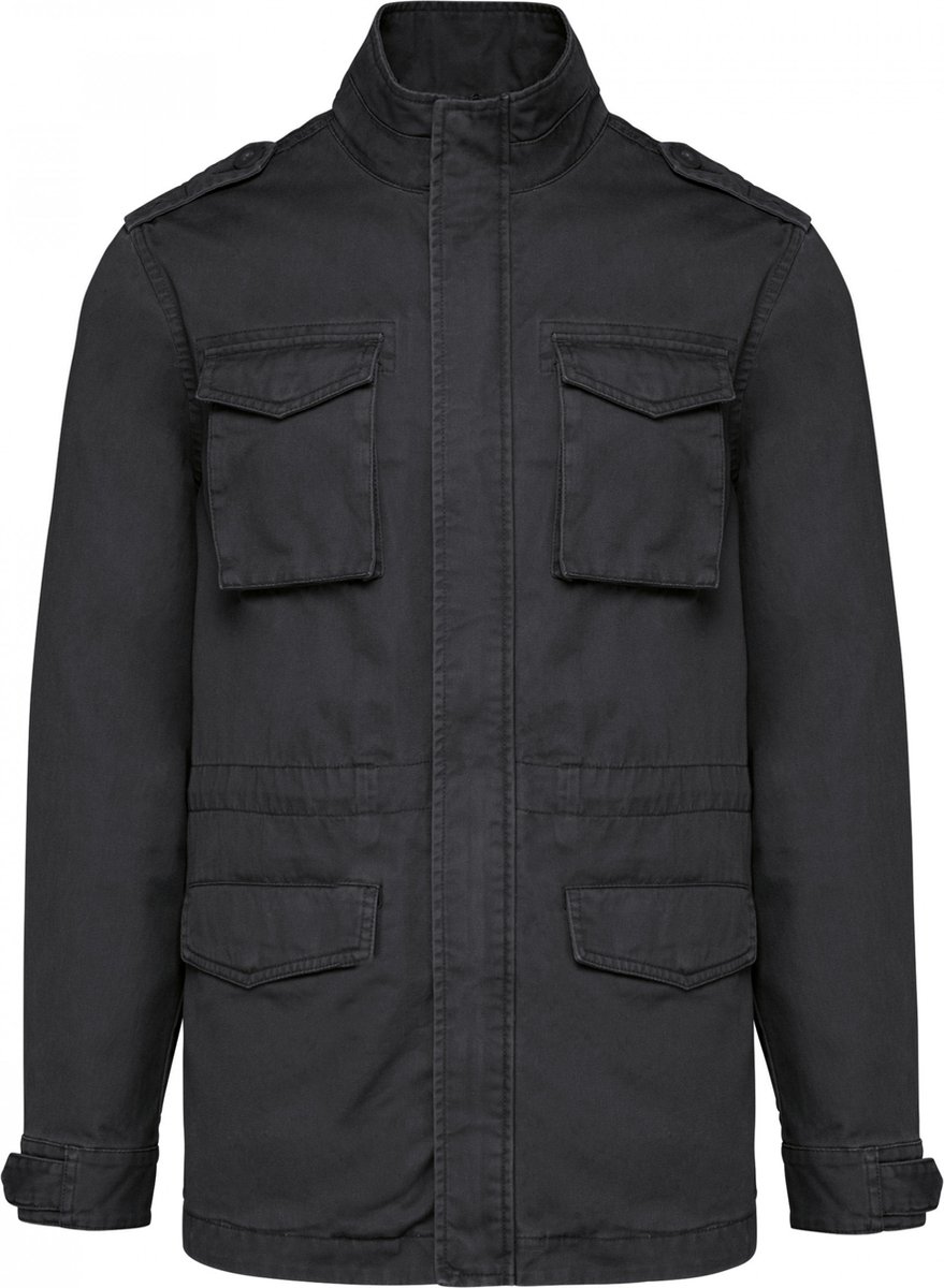 Kariban Heren Safarijasje K6164 Washed Zwart