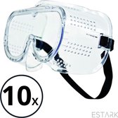 ESTARK® Veiligheidsbril Transparant - 10 STUKS - Professioneel - LichtGewicht - Polycarbonaat - Vuurwerkbril - 10 x - Beschermbril - Veiligheidbril - Veiligheid Bril - Oogbeschermer - Spatbril - Stofbril - Overzetbril - Zwart 10x