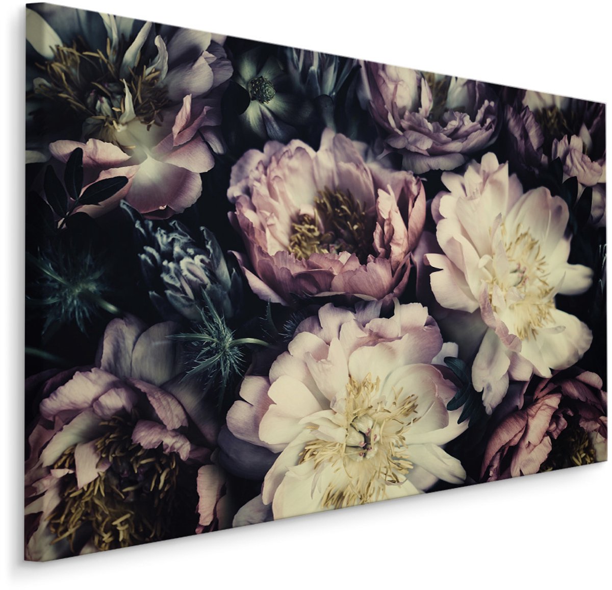 karo-art Schilderij - Donkere pioenrozen, 4 maten, wanddecoratie Multikleur