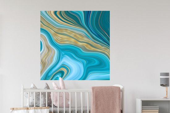 Stickers muraux - Film adhésif - Marbre - Vagues - Or - Motifs - 100x100 cm - Film adhésif - Stickers muraux chambre enfant - Papier peint autocollant XXL - Papier peint autocollant - Film adhésif