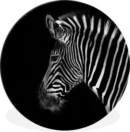 Wall Circle - Wall Circle - Zebra - Animaux sauvages - Zwart - Aluminium - ⌀ 120 cm - Intérieur et Extérieur XXL