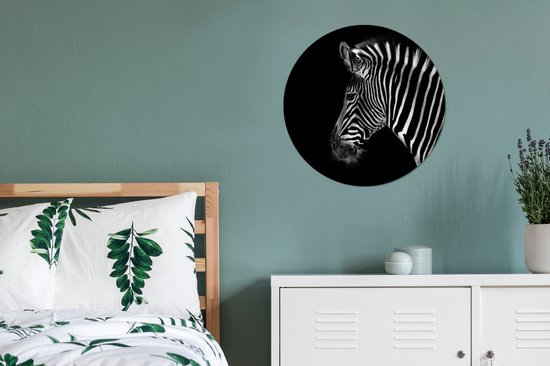Cercle mural - Cercle mural - Zebra - Animaux sauvages - Zwart - Aluminium - ⌀ 60 cm - Intérieur et extérieur