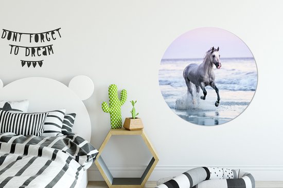 WallCircle - Cercle Mural - Cercle Mural - Paarden - Ciel - Mer - Aluminium - Dibond - 90x90 cm - Intérieur et Extérieur