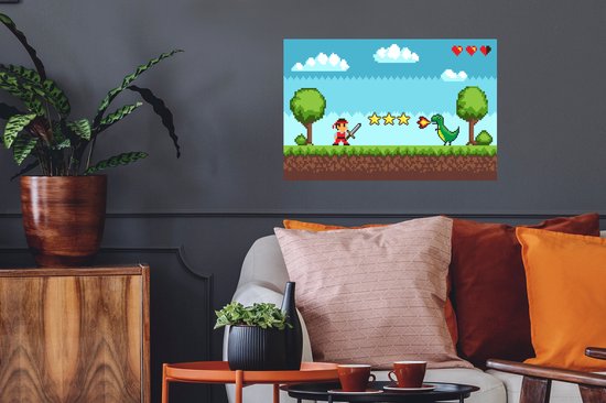 Stickers muraux - Gaming - Arcade - Rétro - 60x40 cm - Film Adhésif