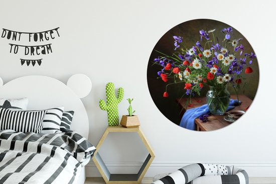 WallCircle - Cercle mural 140x140 - Fleurs - Thee - Nature morte - Tableaux ronds salon - Assiette murale ronde - Décoration murale cercle - Décoration chambre intérieur - Décoration murale cercle mural - Accessoires de maison