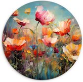 WallCircle® Wandcirkel 90x90 cm - Muurcirkel Bloemen - Watercolor - Kunst - Botanisch - Natuur - Muurdecoratie woonkamer - Wanddecoratie slaapkamer - Kamer decoratie accessoires - Ronde schilderijen