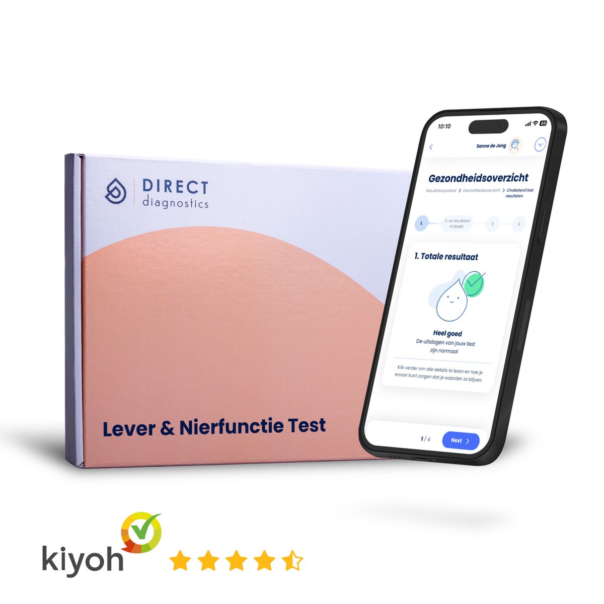 Goedkoopste Direct Diagnostics ® Lever en Nieren Test - Zelf Bloedwaarden testen vanuit Huis - Krijg Inzicht in je Lever en Nierfunctie - Test op 5 Biomarkers - Resultaat binnen 48 uur - Met Aanbevelingen van Arts