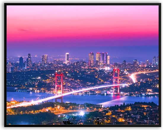 Bosporus istanbul turkije fotolijst met glas 40 x 50 cm - Prachtige kwaliteit - Bosporus - Istanbul - Turkije - Glazen plaat - inclusief ophangsysteem - Poster - Foto op hoge kwaliteit uitgeprint