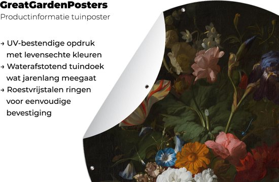 Garden Circle Vase with Flowers - Peinture de Rachel Ruysch - 90x90 cm - Affiche de jardin