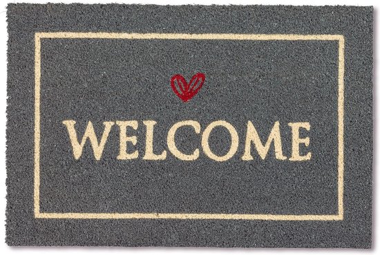 Relaxdays deurmat kokos, tekst ''Welcome'' & bloemen, kokosmat binnen & buiten, voetmat 40x60, droogloopmat, natuur/rood Relaxdays deurmat kokos, tekst ''Welcome'' & bloemen, kokosmat binnen & buiten, voetmat 40x60, droogloopmat, natuur/rood