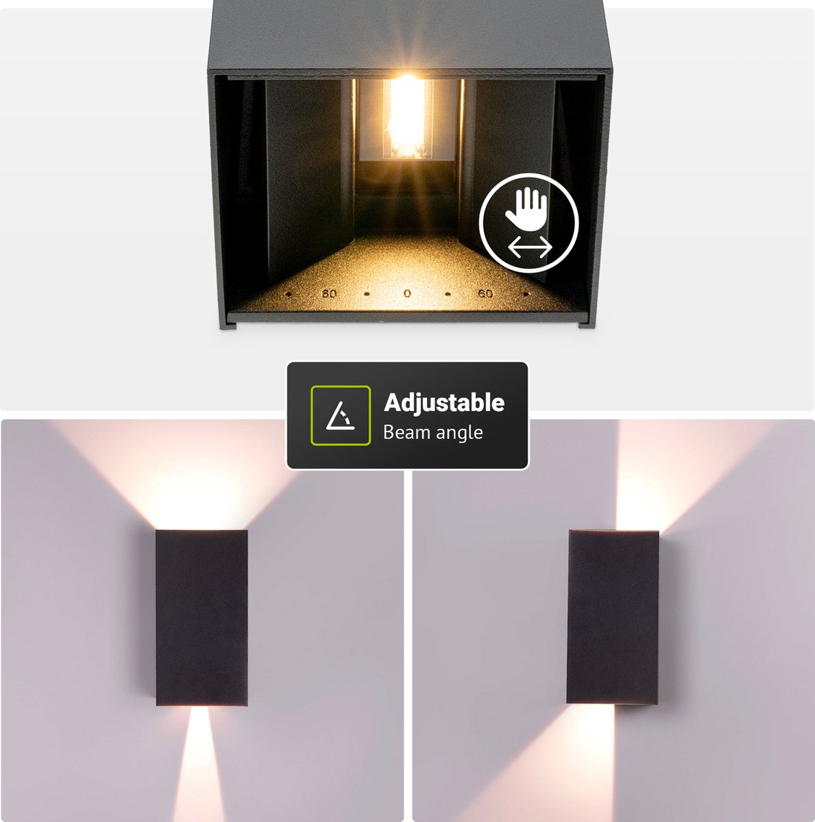 Lindby LED buiten wandlamp Nivar, hoekig, zwart, IP54