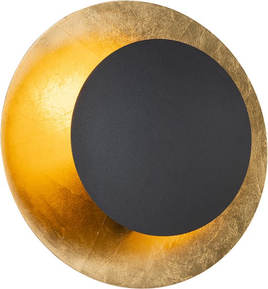 QAZQA emilienne - Art Deco Wandlamp voor binnen - 1 lichts - D 10.8 cm - Zwart Goud - Woonkamer | Slaapkamer | Keuken
