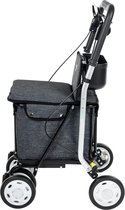 Bol.com Boodschappentrolley-rollator met zitje plooibare supermarkttrolley met 4 wielen met afneembare tas 29 l/15 kg en lade vo... aanbieding