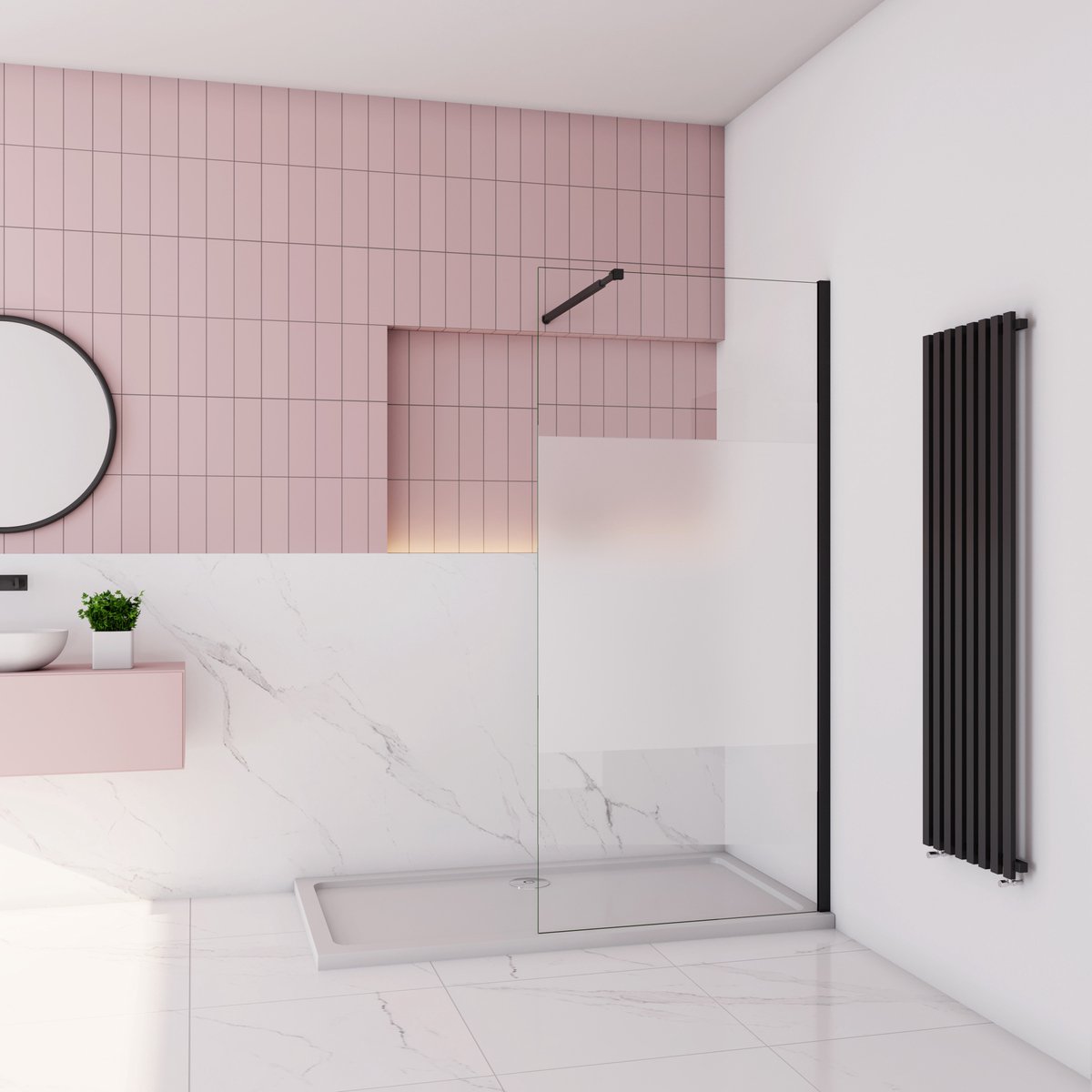 Inloopdouche 140x200cm,8mm NANO EasyClean veiligheidsglas,73-120cm Stabilisatiestang,
