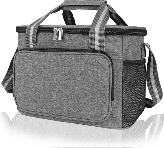 Koeltas picknicktas 15 liter - lunchtas iso tas voor lunch incl. 3 dozen, koelbatterij (Blauw