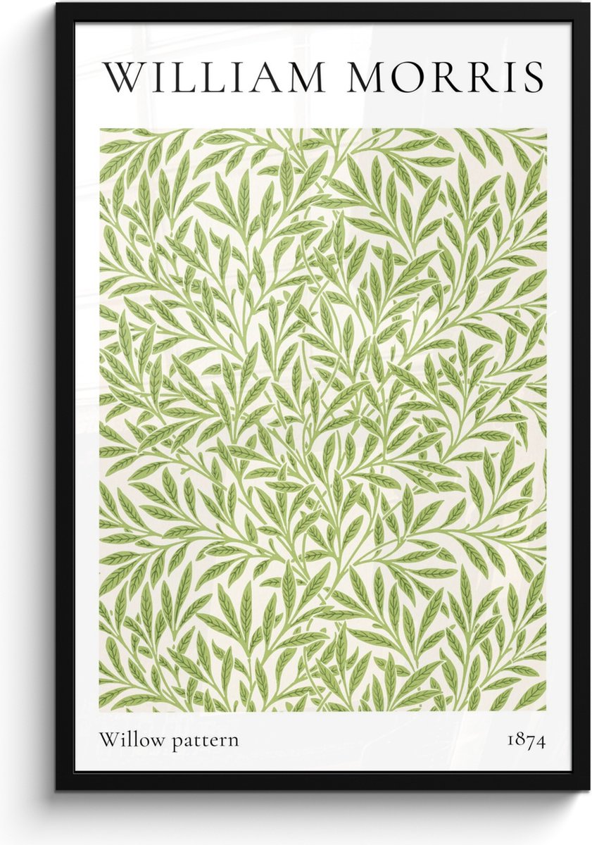 FrameYourWall Poster in lijst - Fotolijst 60x90 cm - Posters - William Morris - Willow pattern - Abstract - Natuur - Posterlijst zwart - Decoratie - Wanddecoratie woonkamer - Muurdecoratie slaapkamer