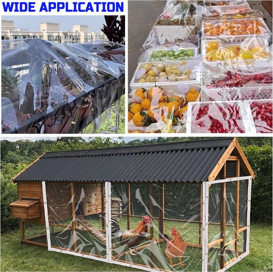 LTCANOPY Waterdicht Zeildoek 2,13 x 2,74 m, 500 g/㎡ PVC Transparant Waterdicht Zeildoek, Scheurbestendig en UV-Bestendig, Duidelijke Zeildoek met Oogjes Kan in de Tuin Worden Gebruikt