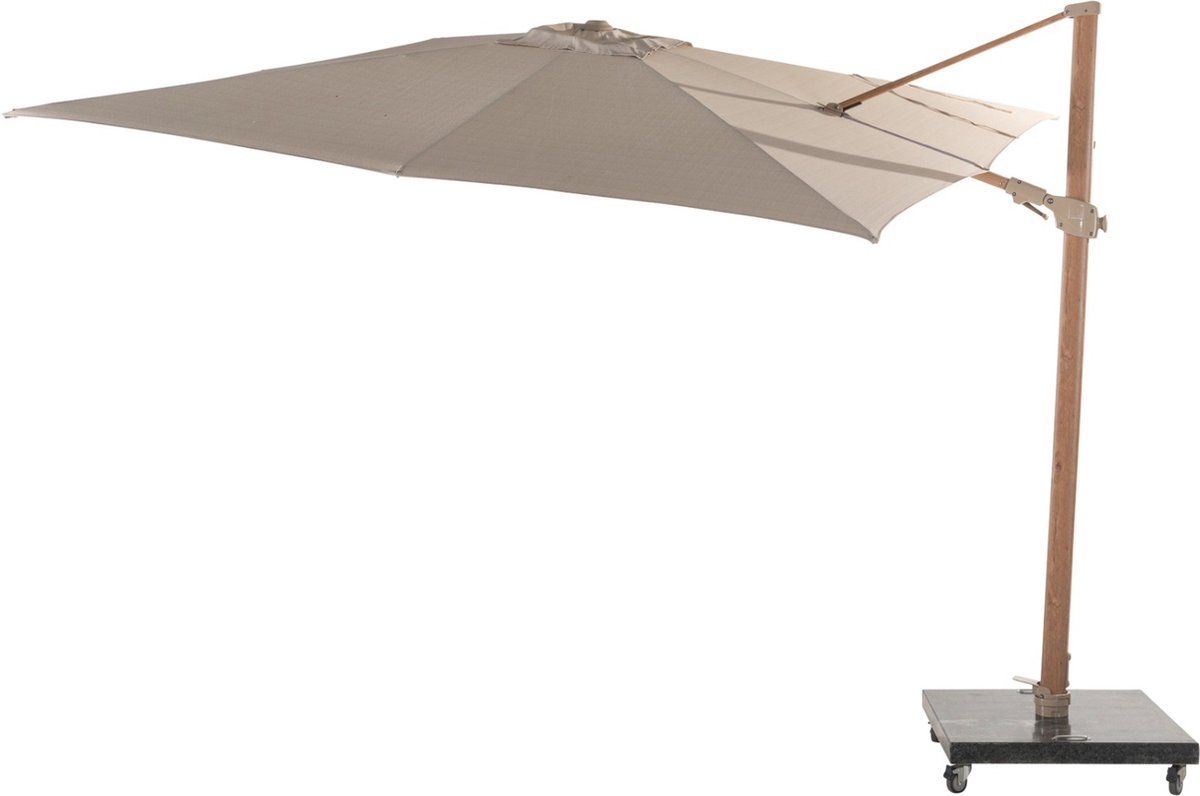 4 Seasons Outdoor Siesta Premium cantilever parasol 300 x 300 cm - sand / wood-look frame