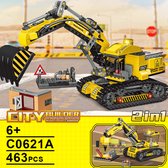 WOMA Caterpillar en Graafmachine - Bouwpakket - Bouwblokken - Bouwset - 3D puzzel - Mini blokjes - Compatibel met Lego bouwstenen - 463 Stuks