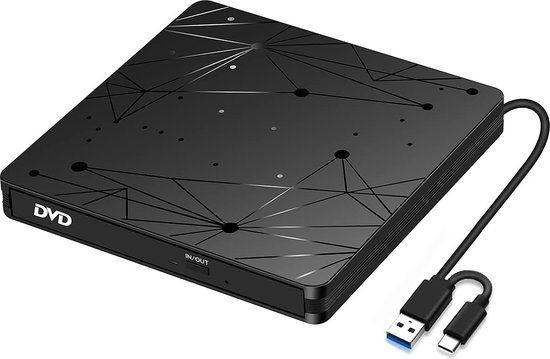 Ultradunne Draagbare Externe CD/DVD-Speler en Brander voor Laptop - Multifunctioneel Afspelen en Branden - Plug-and-Play Installatie - Betrouwbare Prestaties - Compatibel met Windows en Mac - Inclusief USB-kabel - Compact en Lichtgewicht Design