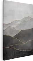 Artaza Canvas Schilderij Zwart en Goud Kunstwerk van Bergen - 60x90 - Muurdecoratie - Foto Op Canvas - Canvas Print