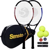 Tennisracket voor volwassenen, 68,6 cm, tennisracket – 2 spelers, tennisracketset met 3 ballen, 2 handgrepen, 2 trillingsdempers