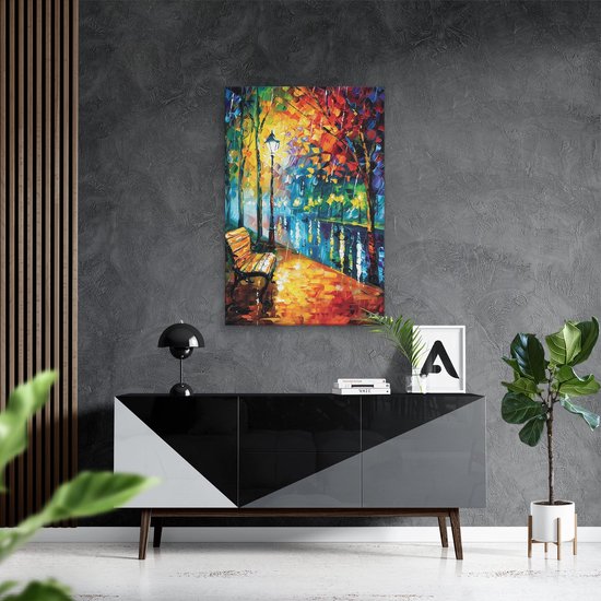 Artaza Peinture sur toile représentant un banc sous la pluie - 60 x 90 - Décoration murale - Photo sur toile - Impression sur toile