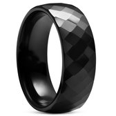 Bague en céramique à facettes noire