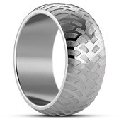 Tigris | 10 mm Zilverkleurige Ring met Geometrisch Patroon