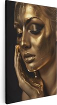 Artaza Canvas Schilderij Vrouw met een Gouden Gezichtsmasker - 20x30 - Klein - Foto Op Canvas - Canvas Print