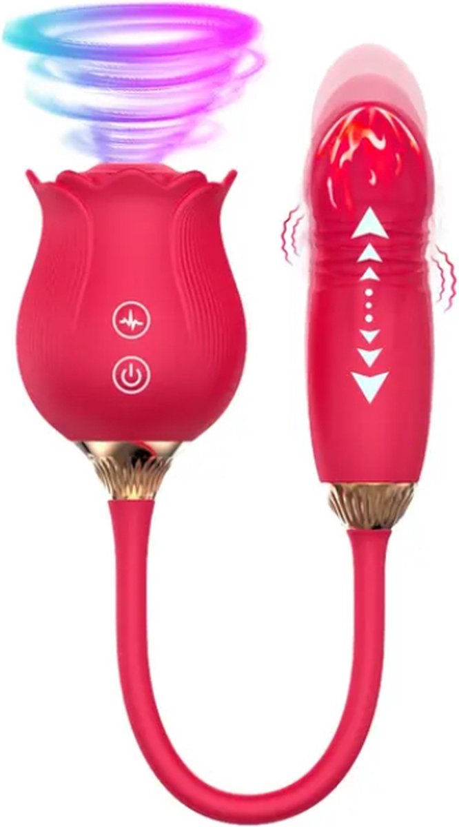 Goedkoopste Fiory Vibrator bef & zuig ROOS | Likmachine en G-Spot stimulator | Clitoris stimulatie | Clit zuiger| Krachtige vibro dildo| Sextoys Roos