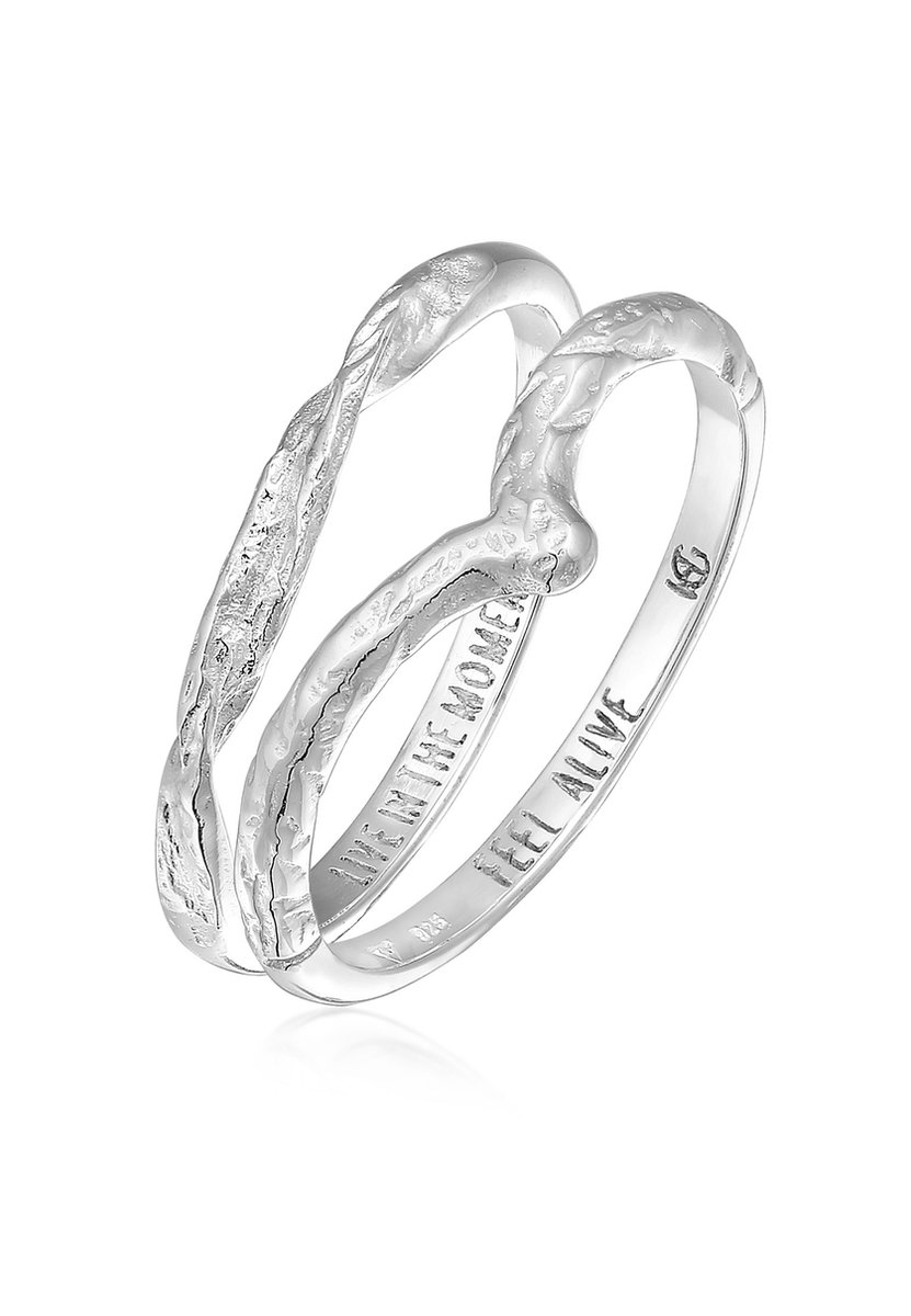 Haze & Glory - Ring - HG HAZE & GLORY - Ring Dames in 925 Sterling Zilver, sieraden vrouwen, Zilveren ringen geoxideerd, Stapelringen Set, Vintage, Feel Alive - Heren