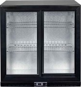 HCB® - Professionele Horeca Barkoelkast - Glasdeur koelkast met glazen schuifdeur - 218 liter - Koeling met glazen deur - Flessenkoelkast - Drankenkoelkast klein - Bier koelkast - 90x52x90 cm (BxDxH)