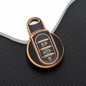 Étui pour clé de voiture Étui pour clé en TPU durable - Étui pour clé de voiture - Convient pour Mini - noir - or - C3 - Accessoires de vêtements pour bébé pour clés de voiture gadgets - Cadeau pour homme femme - Cadeau pour homme femme
