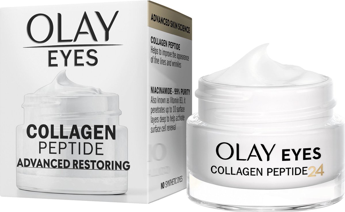 Goedkoopste Olay Collagen Peptide Oogcrème - 99 Pure Niacinamide & Vit E - Verstevigt, Herstelt, Hydrateert - 15ml