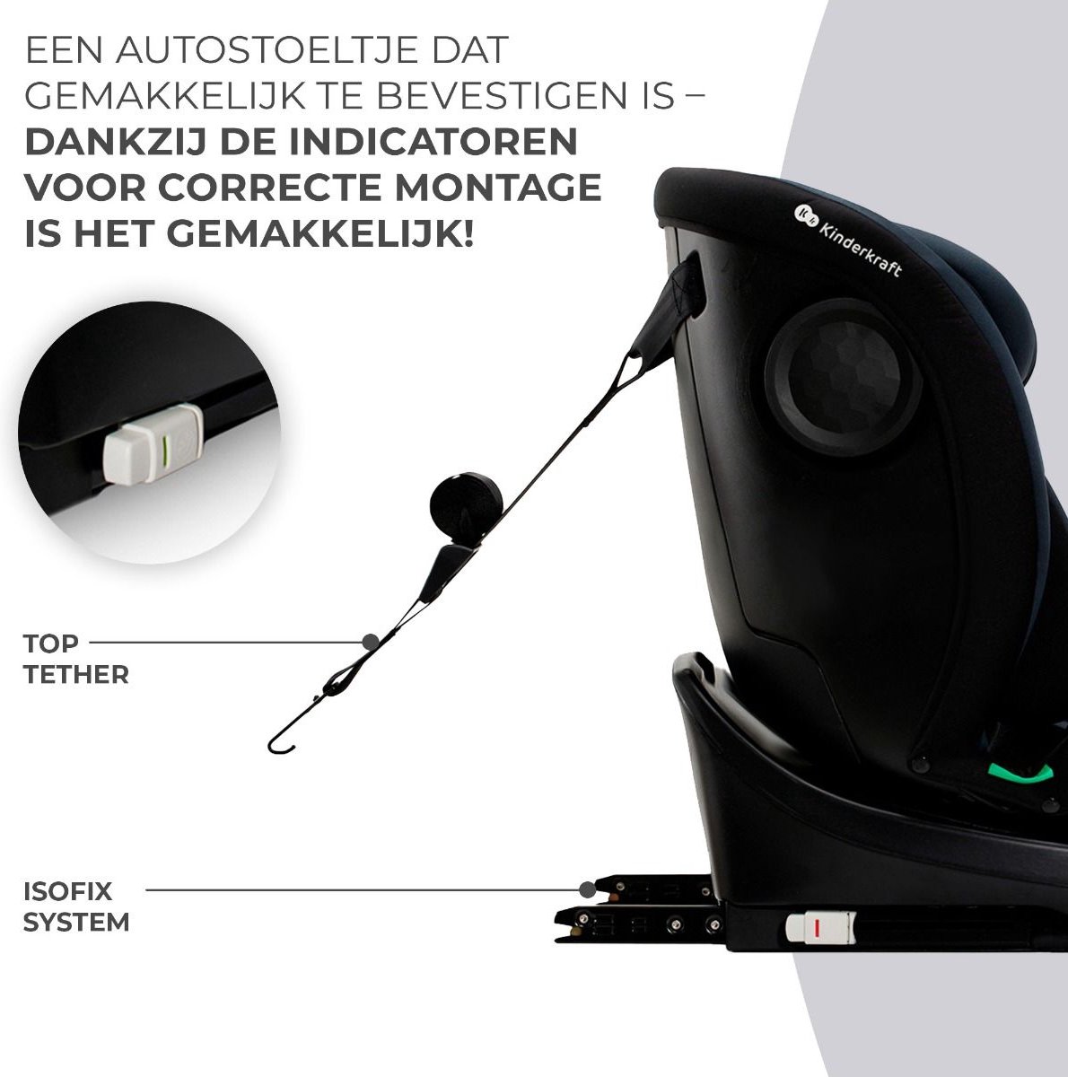Kinderkraft I-GROW Autostoel - i-Size - 360° draaibaar - 40-150 cm - Zwart – foto 7