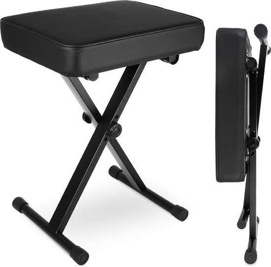 Afdekking voor piano, kruk, zwart, anti-stof stof met gaten, voor eenpersoonsstoel, universele pianobankhoes van vleugels en e-piano (Single Stool Cover, zwart