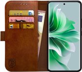 Rosso Element Geschikt voor Oppo Reno 11 F | Wallet Book Case | Portemonnee Hoesje | 3 Pasjes | Magneetsluiting | Stand Functie | Bruin