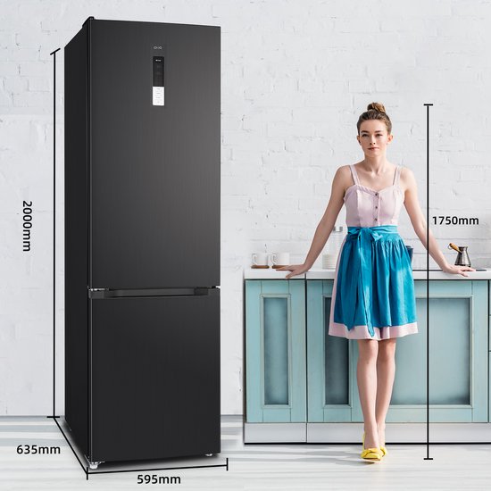 CHiQ FBM351NEI42 - Koel-vriescombinatie - 356 Liter - No Frost - Stil 35dB - Inverter Compressor - Digitaal LED Display - 12 Jaar Garantie op Compressor - D Energielabel