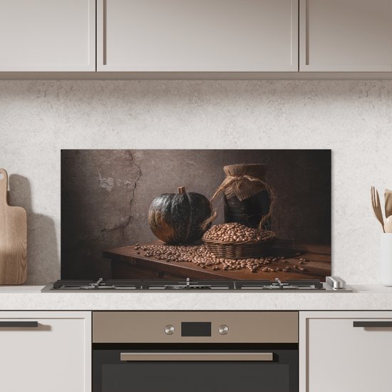 KitchenYeah© Spatscherm Keuken 80x55 cm Kookplaat Achterwand Beschermer Muur Spatwand Fornuis Aluminium Hittebestendig - Fruit - Beton - Groente