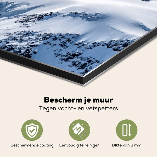 Spatscherm keuken 80x55 cm - Kookplaat achterwand Bergen - Sneeuw - Winter - Natuur - Landschap - Muurbeschermer - Spatwand fornuis - Hoogwaardig aluminium