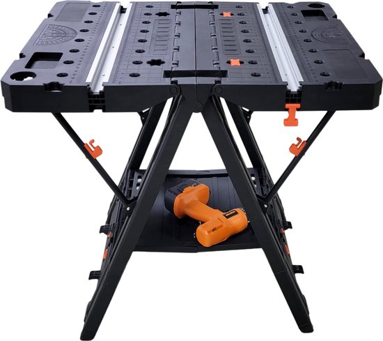 Wiltec werkbank met klemsysteem tot 200 kg, mobiele werktafel 98 x