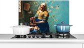 Spatscherm keuken 60x40 cm - Kookplaat achterwand Melkmeisje - Amandelbloesem - Van Gogh - Vermeer - Schilderij - Oude meesters - Muurbeschermer - Spatwand fornuis - Hoogwaardig aluminium - Alternatief voor spatscherm glas