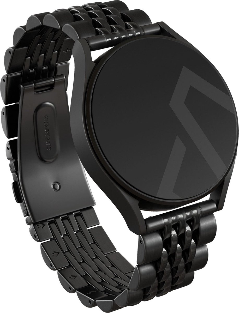 BURGA Universele Metalen Horlogeband - Chic Royal voor Samsung Galaxy-Garmini-Xiaomi-Huawei - Zwart - 20mm