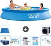 Intex Rond Opblaasbaar Easy Set Zwembad - 305 x 61 cm - Blauw - Inclusief Solarzeil - Onderhoudspakket - Zwembadfilterpomp - Filter - Stofzuiger - Vloertegels - Warmtepomp