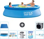 Intex Rond Opblaasbaar Easy Set Zwembad - 305 x 76 cm - Blauw - Inclusief Afdekzeil - Onderhoudspakket - Zwembadfilterpomp - Filter - Schoonmaakset - Vloertegels - Warmtepomp