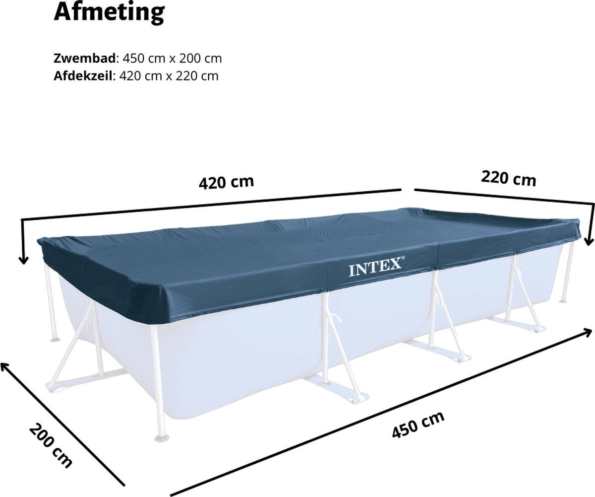 Intex Rechthoekig Frame Zwembad - 450 x 220 x 84 cm - Blauw - Inclusief Zwembadfilterpomp - Afdekzeil - Grondzeil — afbeelding 6