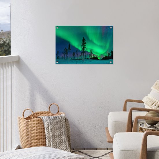 Northern Lights above Sweden Garden poster 60x40 cm - petit - Toile de jardin / Toile d'extérieur / Peintures d'extérieur (décoration de jardin)